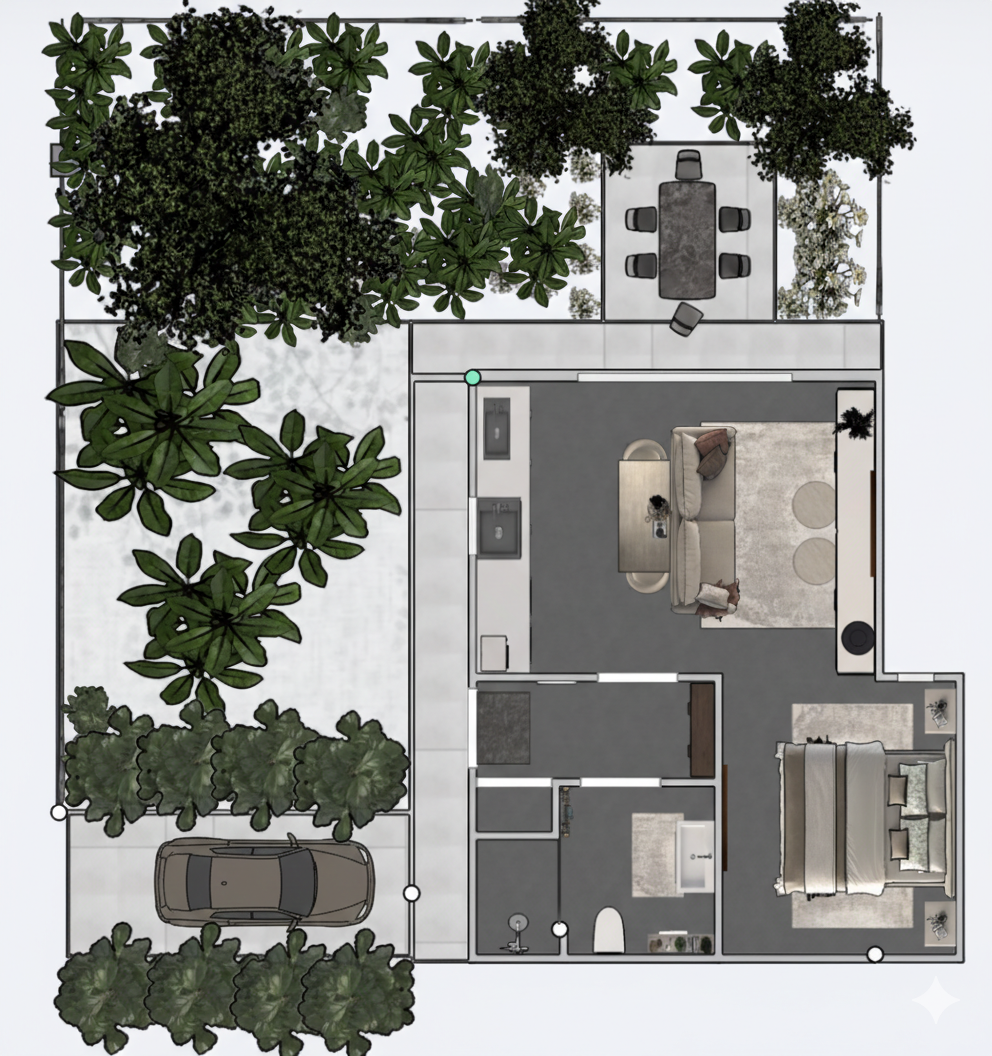 Plattegrond van het gastenverblijf
